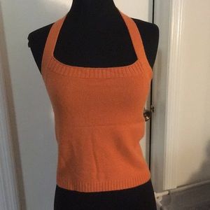 Cashmere Summer Orange Halter Sweater